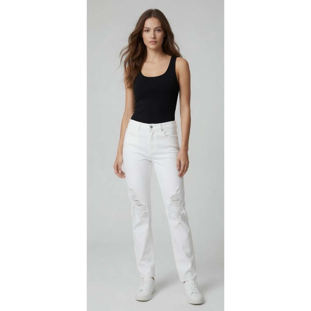 Joe's The Niki Mid Rise Boyfriend Jeans White 25 Classic Preppy Casual